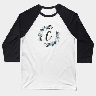 Floral Monogram C Dark Bohemian Flora Baseball T-Shirt